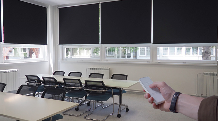 Elevate Your Workspace with Electric Blackout Roller Blinds